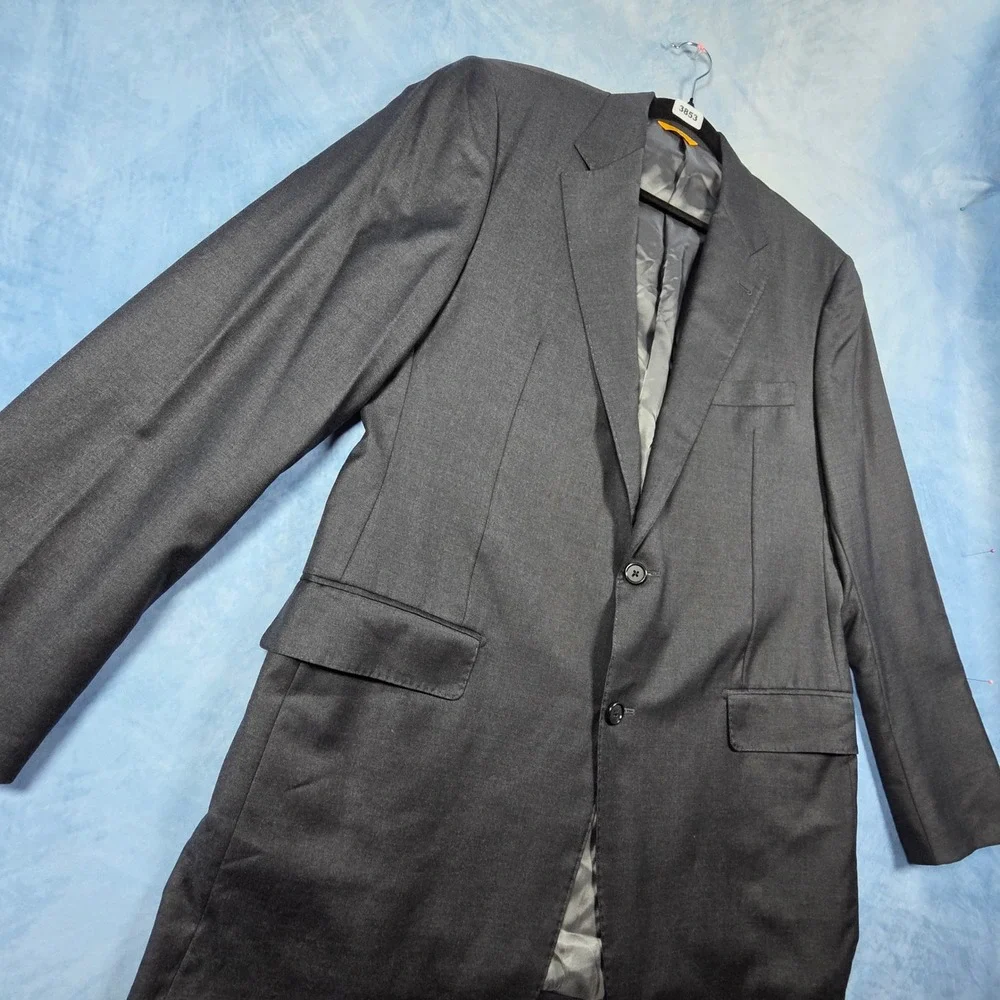 Hickey Freeman Mens Charcoal Gray Worsted Wool Blazer Sport Coat USA Made 44R